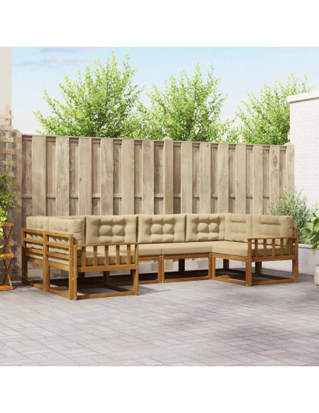 Set di divani da esterno con cuscino 6 pcs Naturale e Beige