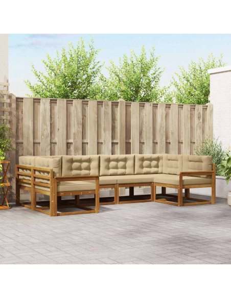 Set di divani da esterno con cuscino 6 pcs Naturale e Beige