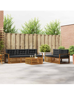 Set di divani da esterno con cuscino 6 pcs Naturale e Antracite