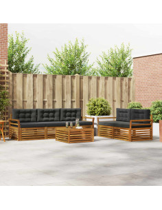 Set di divani da esterno con cuscino 6 pcs Naturale e Antracite