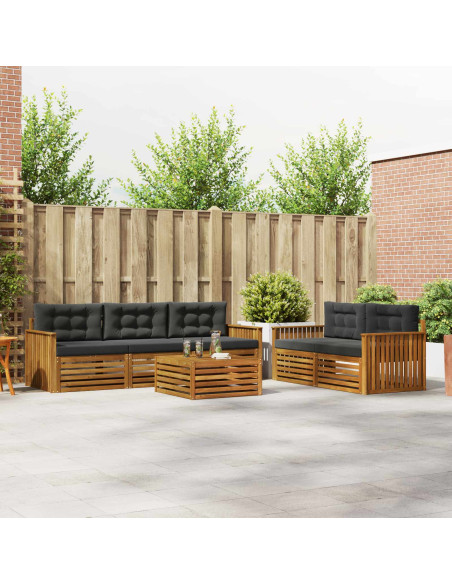 Set di divani da esterno con cuscino 6 pcs Naturale e Antracite