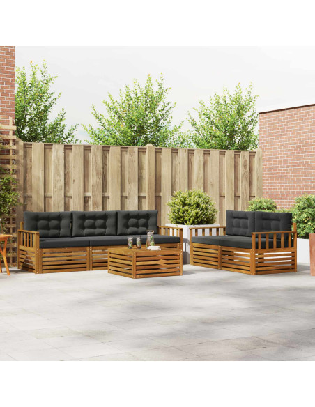 Set di divani da esterno con cuscino 6 pcs Naturale e Antracite