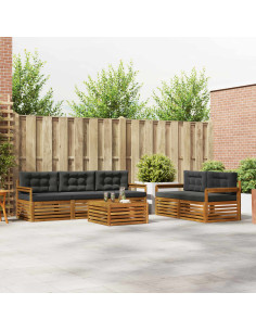 Set di divani da esterno con cuscino 6 pcs Naturale e Antracite 2