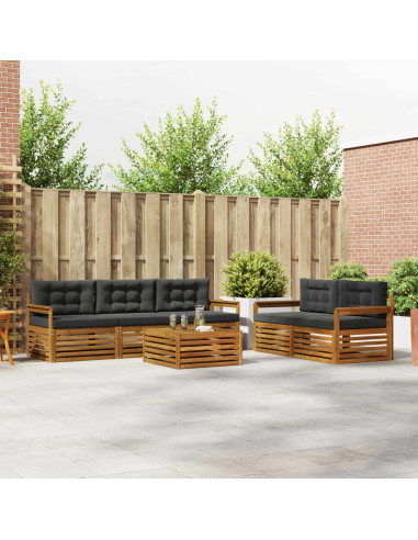 Set di divani da esterno con cuscino 6 pcs Naturale e Antracite