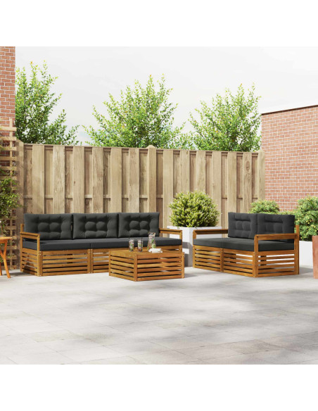 Set di divani da esterno con cuscino 6 pcs Naturale e Antracite