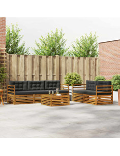 Set di divani da esterno con cuscino 6 pcs Naturale e Antracite 2