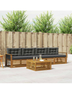 Set di divani da esterno con cuscino 5 pcs Naturale e Antracite