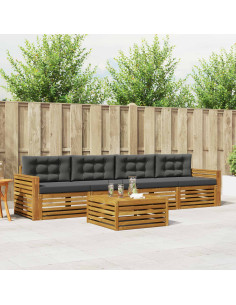 Set di divani da esterno con cuscino 5 pcs Naturale e Antracite