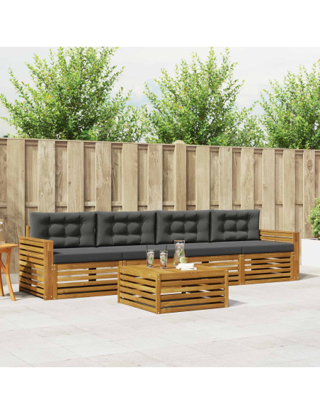 Set di divani da esterno con cuscino 5 pcs Naturale e Antracite