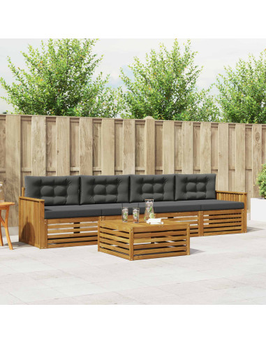 Set di divani da esterno con cuscino 5 pcs Naturale e Antracite
