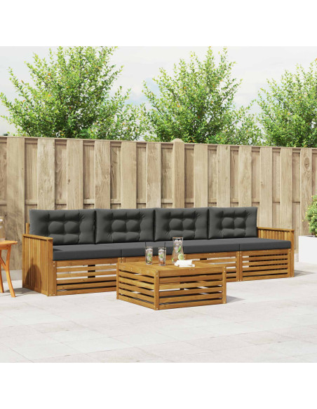 Set di divani da esterno con cuscino 5 pcs Naturale e Antracite