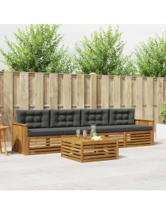 Set di divani da esterno con cuscino 5 pcs Naturale e Antracite 2