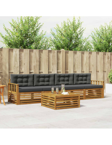 Set di divani da esterno con cuscino 5 pcs Naturale e Antracite