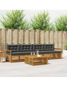 Set di divani da esterno con cuscino 5 pcs Naturale e Antracite 2