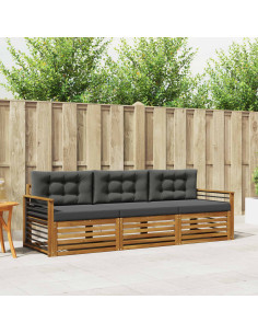 Set di divani da esterno con cuscino 3 pcs Naturale e Antracite