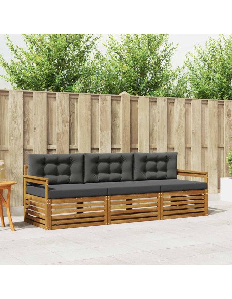 Set di divani da esterno con cuscino 3 pcs Naturale e Antracite