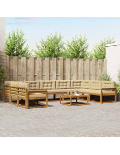 Set di divani da esterno con cuscino 10 pcs Naturale e Beige