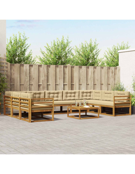 Set di divani da esterno con cuscino 10 pcs Naturale e Beige