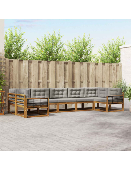 Set di divani da esterno 7 pcs Grigio Naturale e Chiaro