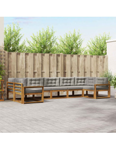 Set di divani da esterno 7 pcs Grigio Naturale e Chiaro