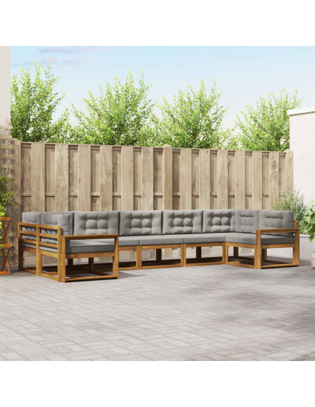Set di divani da esterno 7 pcs Grigio Naturale e Chiaro