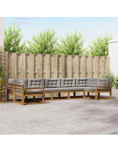 Set di divani da esterno 7 pcs Grigio Naturale e Chiaro 2