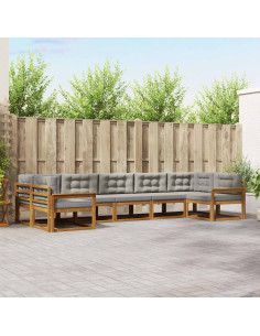 Set di divani da esterno 7 pcs Grigio Naturale e Chiaro 2