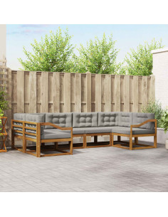 Set di divani da esterno 6 pcs Grigio Naturale e Chiaro 2