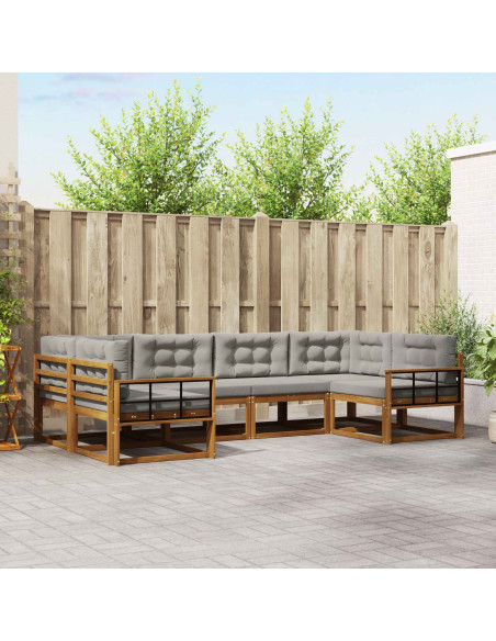 Set di divani da esterno 6 pcs Grigio Naturale e Chiaro