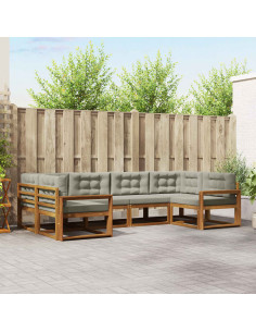 Set di divani da esterno 6 pcs Grigio Naturale e Chiaro