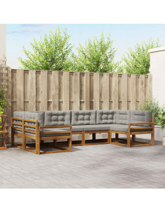 Set di divani da esterno 6 pcs Grigio Naturale e Chiaro