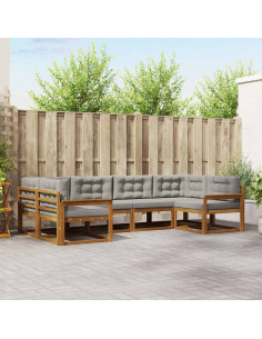 Set di divani da esterno 6 pcs Grigio Naturale e Chiaro