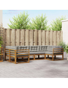 Set di divani da esterno 6 pcs Grigio Naturale e Chiaro