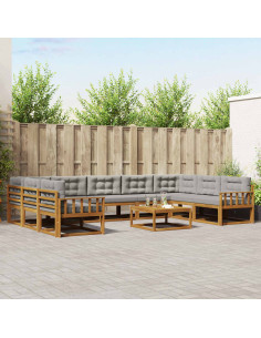Set di divani da esterno 10 pcs Grigio Naturale e Chiaro