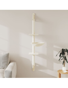 Albero per Gatti con Tiragraffi a Parete Crema 142,5 cm