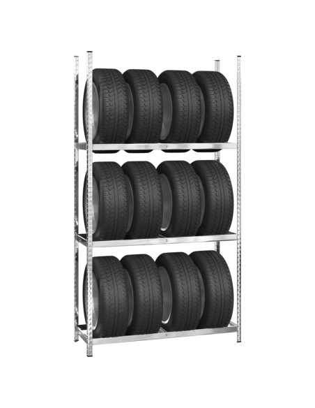 Portapneumatici a 3 Livelli Argento 110x40x200 cm in Acciaio