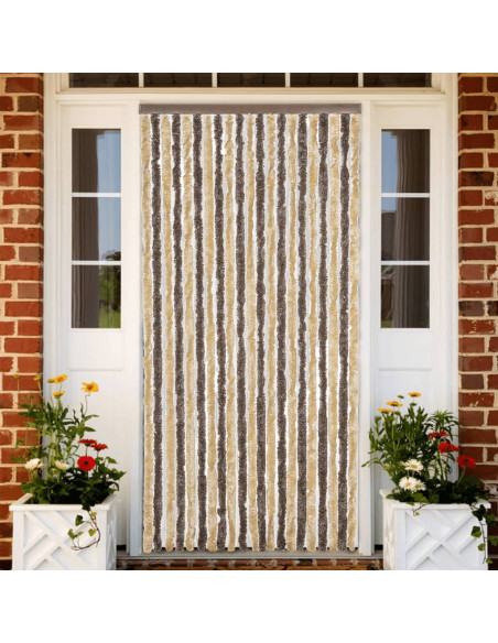 Tenda Antimosche Marrone Scuro e Beige 90x200 cm in Ciniglia