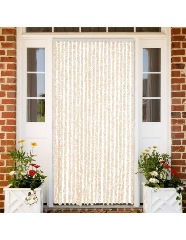 Tenda Antimosche Beige e Bianca 90x200 cm in Ciniglia