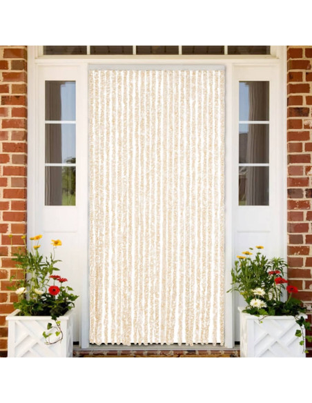 Tenda Antimosche Beige e Bianca 100x200 cm in Ciniglia