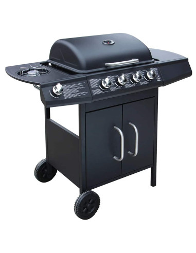 Barbecue e Griglia a Gas 4+1 Fornelli Nero