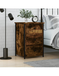 Comodino Rovere Fumo 40x36x60 cm in Legno Multistrato