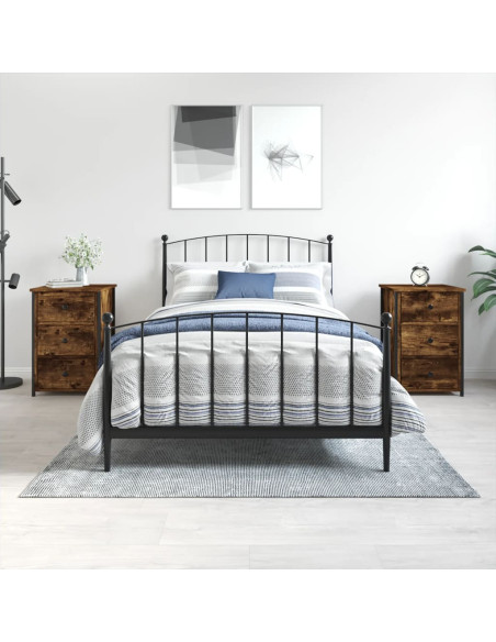 Comodini 2 pz Rovere Fumo 40x36x60 cm in Legno Multistrato