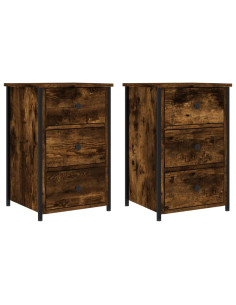 Comodini 2 pz Rovere Fumo 40x36x60 cm in Legno Multistrato 2