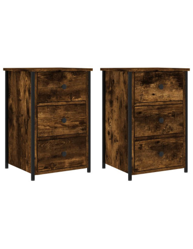 Comodini 2 pz Rovere Fumo 40x36x60 cm in Legno Multistrato