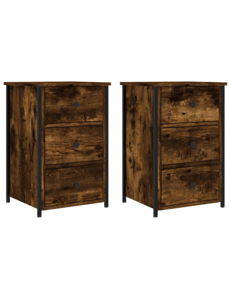 Comodini 2 pz Rovere Fumo 40x36x60 cm in Legno Multistrato