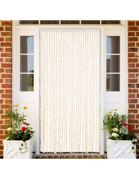 Tenda Antimosche Beige e Bianca 118x220 cm in Ciniglia