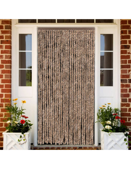 Tenda Antimosche Beige e Marrone Scuro 118x220 cm in Ciniglia