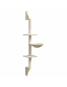 Albero per Gatti con Tiragraffi a Parete Crema 142,5 cm 2