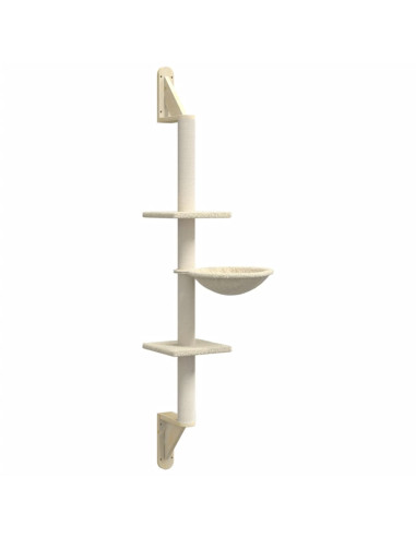 Albero per Gatti con Tiragraffi a Parete Crema 142,5 cm