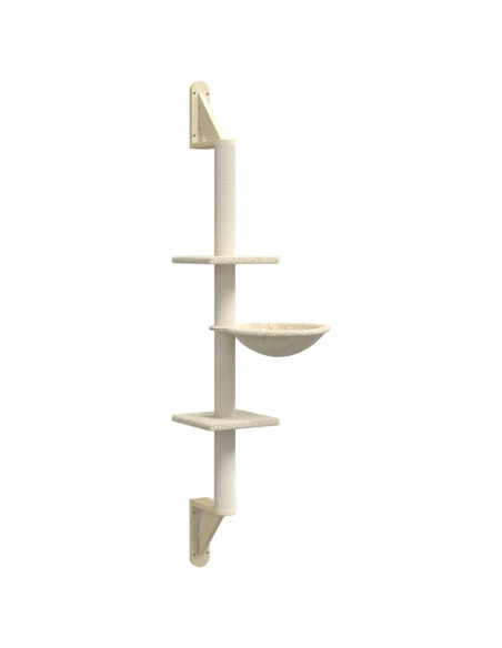 Albero per Gatti con Tiragraffi a Parete Crema 142,5 cm